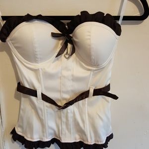 Corset Top with waist belt & Heart Rhinestone